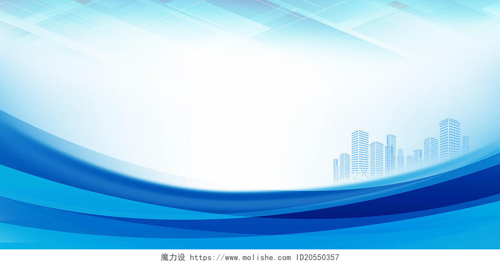 蓝色科技感城市线条曲线波浪线工作总结商务简约背景科技封面背景